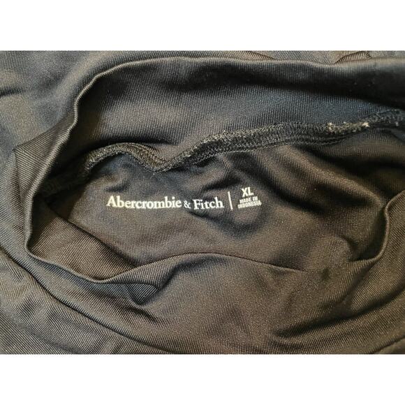 Abercrombie & Fitch Top Women's XL Black Cropped Mock Neck Short Sleeve Stretch - Picture 3 of 7